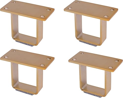 4 x 2 12 pulgadas, mini patas en forma de U, patas de mesa modernas de resistencia industrial, patas de gabinete en forma de U, juego de 4 (oro