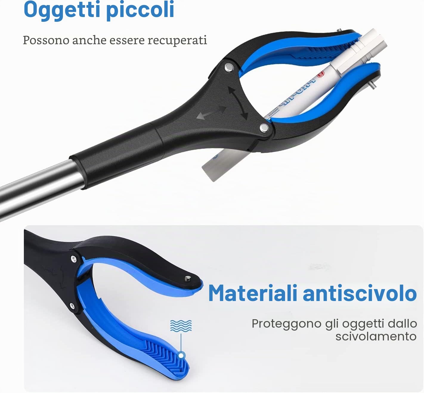 Pinza Telescopica 2 Pinze,83cm Pinza telescopica Prendi Oggetti,Pinza Raccogli Oggetti,Pinza Raccogli Rifiuti,Pinza per Raccogliere Oggetti Terra,Pinza Magnetica Pieghevole