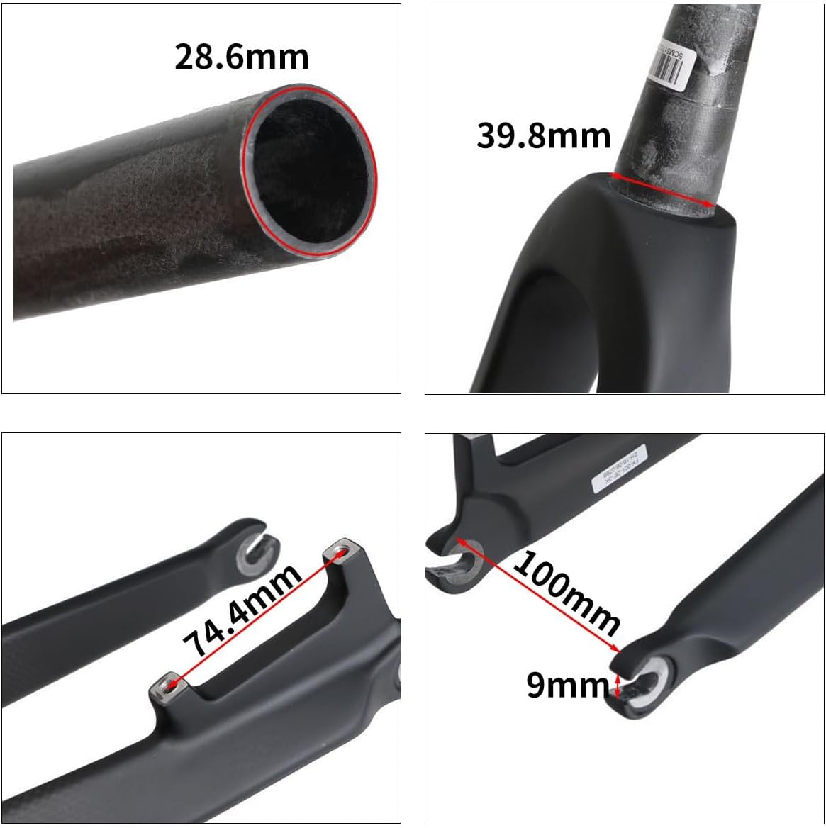 26" 27.5" 29" Universal Mountain Bikes Rigid Fork 1-1/2'' Tapered Bikes Fork Full Carbon Fiber Front Forks Quick Release Hard Fork 9 * 100mm QR Disc Brake(26in)