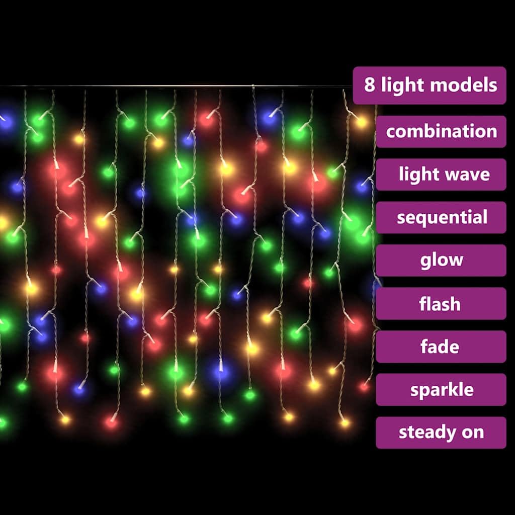 Rideau lumineux en plastique coloré en forme de stalactites, 10 m, prise USB, 400 LED, télécommande à 8 modes pour Noël, mariage, fête, éclairage d'ambiance