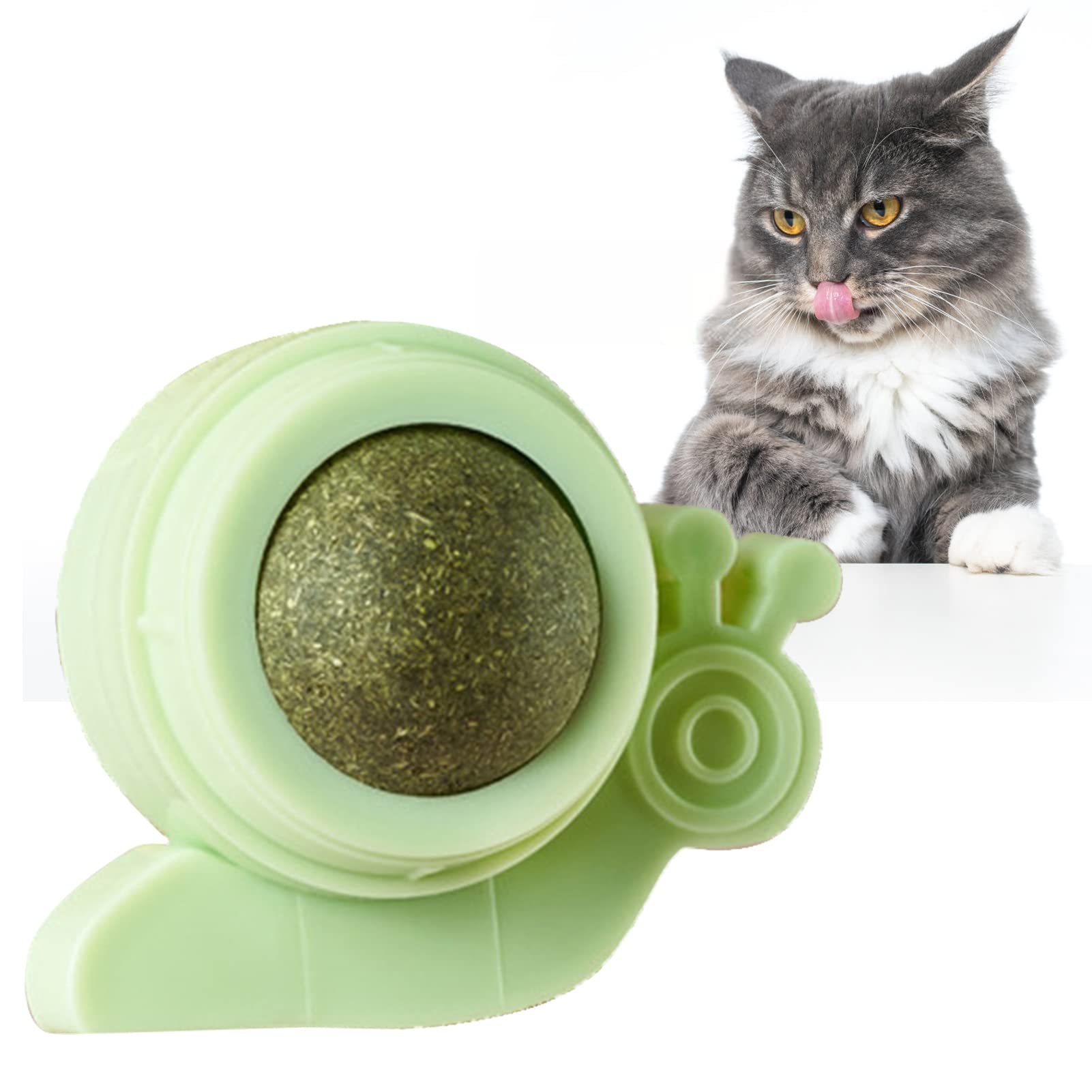 Dubbulon Cat Catnip Toy - Snail-Shaped Toys Cat Edible Balls | Catnip Wall Roller for Cats Lick, Teeth Cleaning Kitten Toys