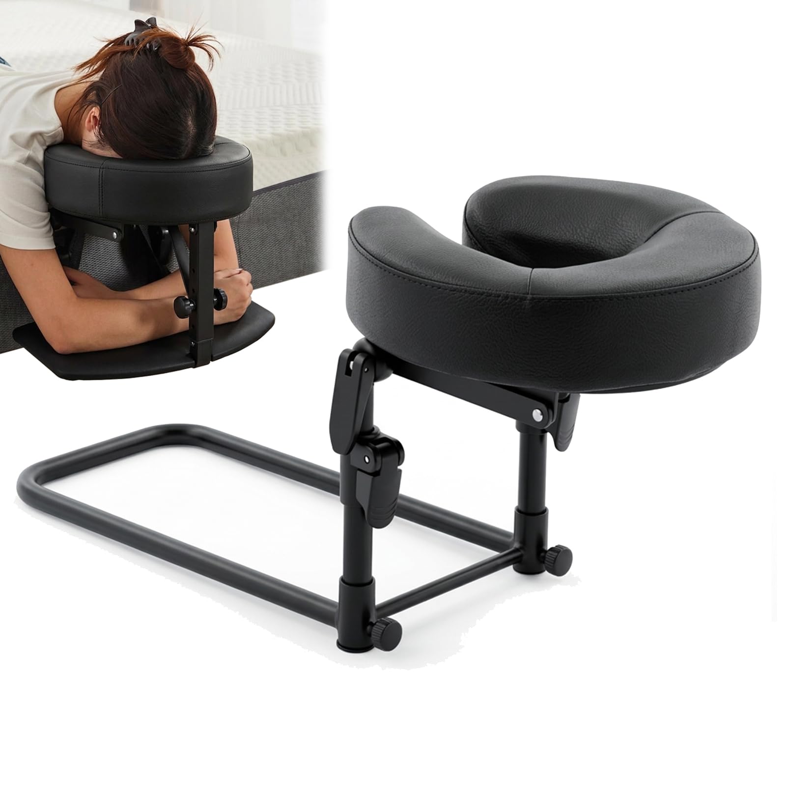 Reposacabezas Masaje Cama, Soporte Facial Ajustable con Cojín de Cara en U Ergonómico de Espuma con Memoria para Camilla Plegable