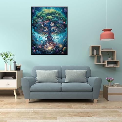 Miniatura 3 de WUSARPLY Kit de pintura de diamantes de árbol de la vida para adultos, kits de arte de diamantes 5D, pintura de puntos de diamante con diamantes,