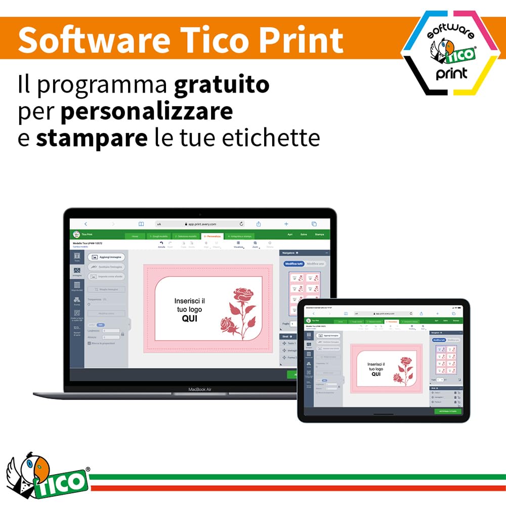 Tico Italia GL4-3619 Etichette adesive carta oro, 100 fogli A4, ovali 36x19mm, 65 etichette per foglio, adesivo permanente, stampanti laser, tipografiche e serigrafiche