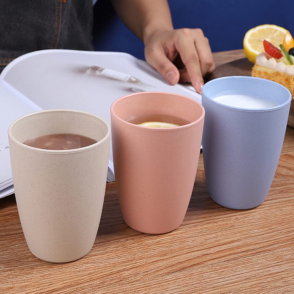 Wheat Straw Cup 4 Pcs Unbreakable And Reusable Drinking Cups 17 Oz Eco Friendly Healthy Tumbler Set For Milk Juice And Water Dishwasher Safe