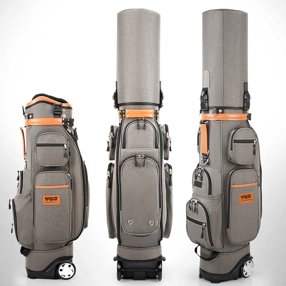 Golf-Reisetasche für Herren Damen mit 10-Wege-Trennwänden, mit Regenschutz, Kühltasche/Schuhtasche, Golf-Tragetasche mit Rädern, Rot/Khaki/Dunkelblau/Grau