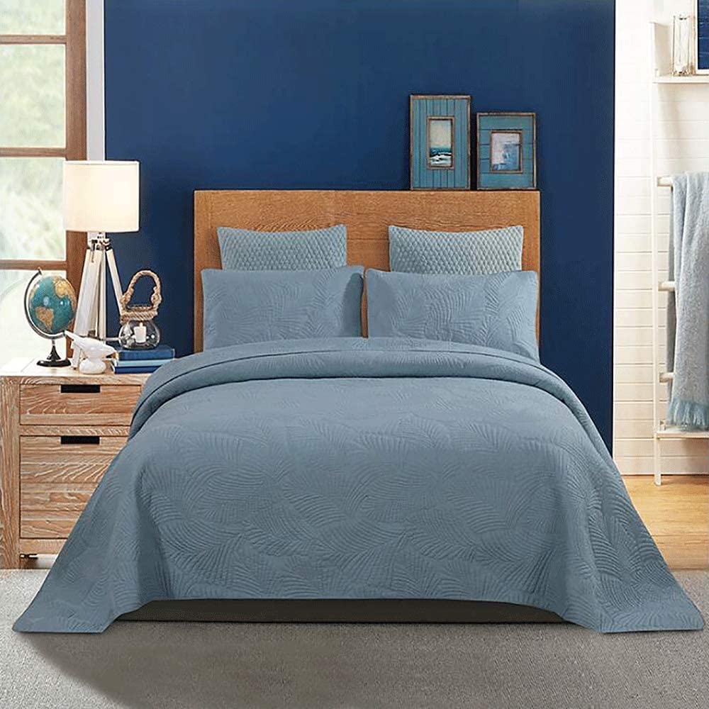 Sjdopulse Blue Bedding Comforter Set, 4 Pieces Bedding Set, Cotton Bedding Bedspread Quilt Set, Reversible Quilted Coverlet Throw Multifunction Blanket Bed Sheets With 2 Pillowcases – Soft