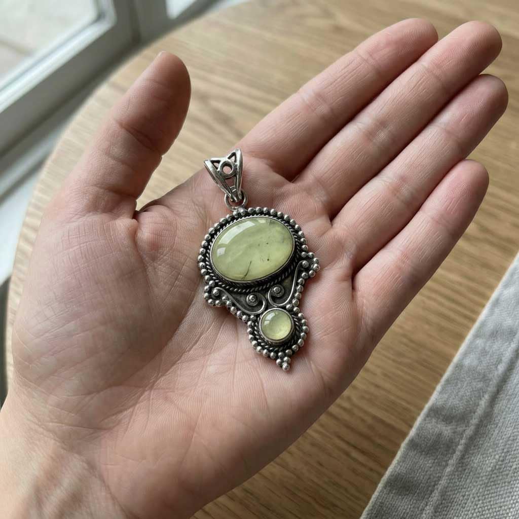 JEWELOPORIUM Boho Handmade Jewelry Chunky Natural Gemstone Rose Quartz, Amethyst, Crystal, Moonstone Oval - Round 925 Sterling Silver Overlay Pendant Necklace For Women