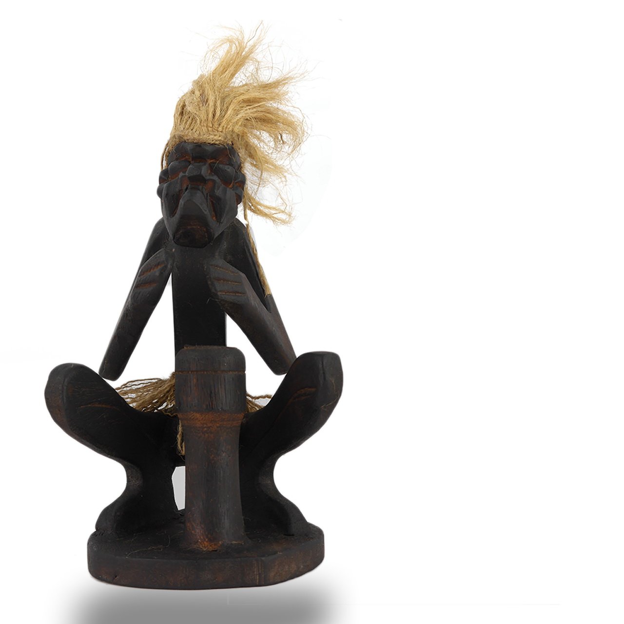 ART-CRAFT AS008Asmat Musiker mit Bongo aus Holz dunkel gefär