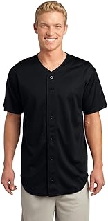 Sport-Tek PosiCharge Tough Mesh Full-Button Jersey XS Black