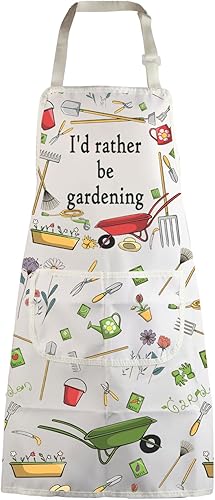 MBMSO Delantal de jardinería Delantal de jardinero Delantal de jardín para amantes de la jardinería I'd Rather Be Gardening Delantal con bolsillo