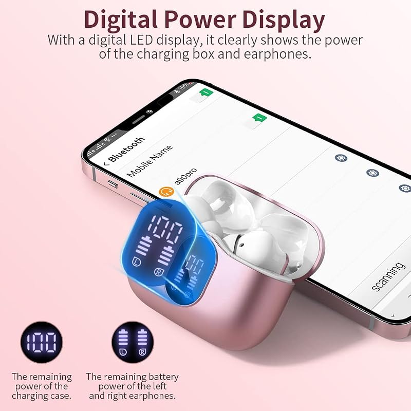 True Wireless Earbuds Bluetooth Headphones HiFi Stereo Ear Buds, Pink Gold image 6