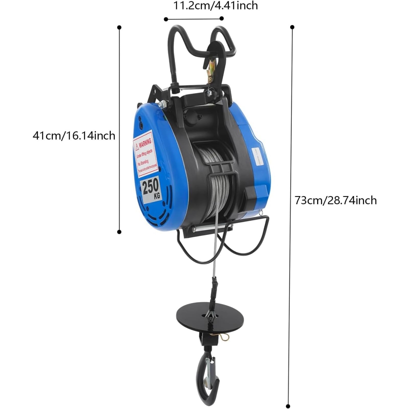 Paranco Elettrico Cavo Elettrico per verricello con Telecomando Senza Fili, Lunghezza Cavo in Acciaio 30 m, capacità di carico 250 kg Verricello Elettrico