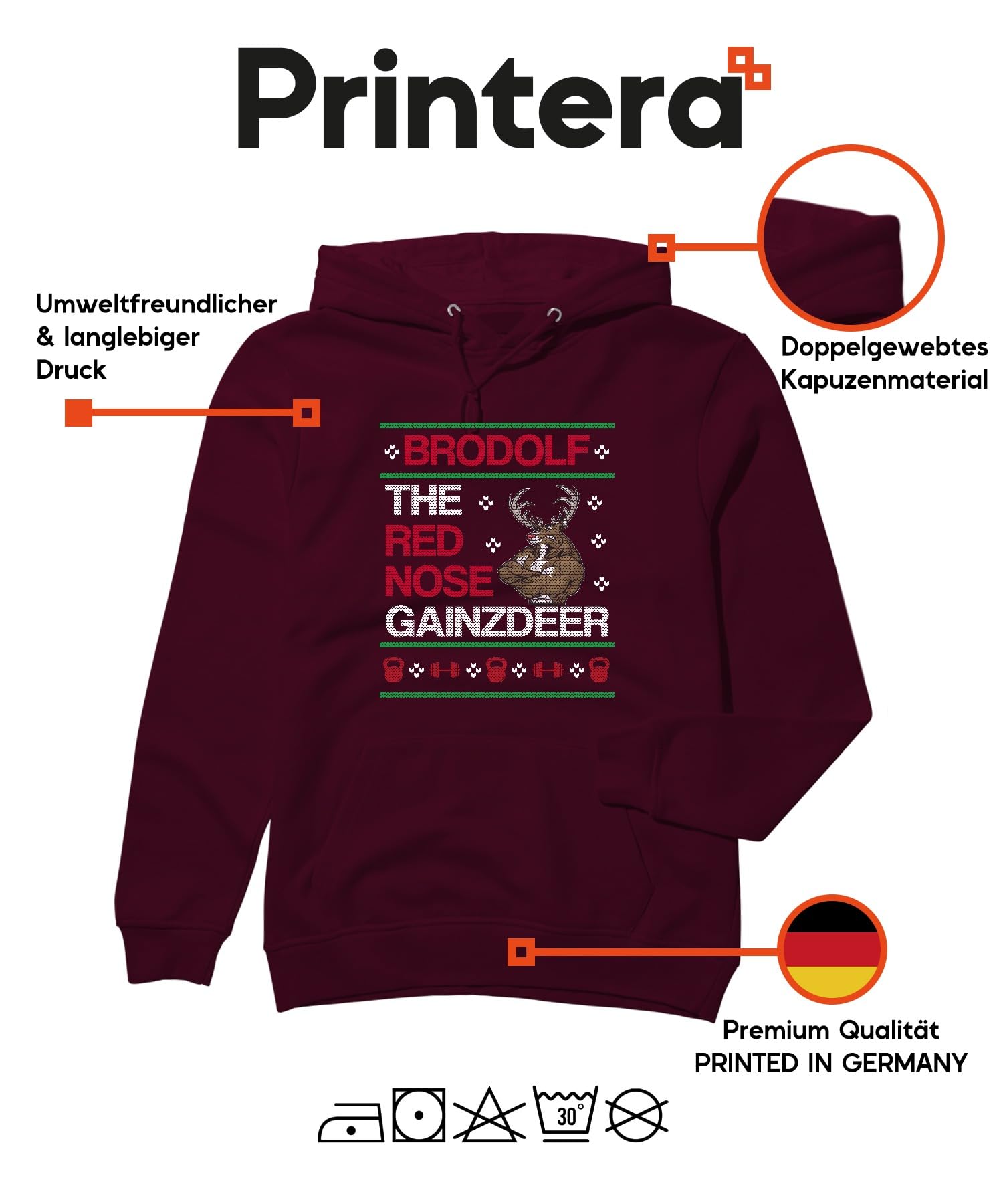 Brodolf The Red Nose Gainzdeer Ugly Christmas Sweater Unisex bluza z kapturem
