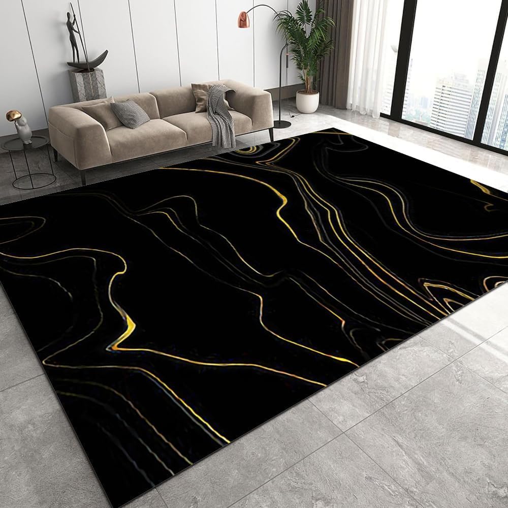 Tapis de sol de salon texture marbre 120x160 pour famille