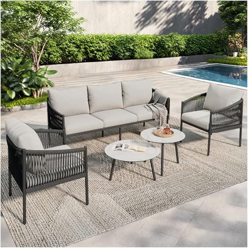 Seyakany Ensemble de Salon de Jardin Exterieur pour 5 Personnes,c...