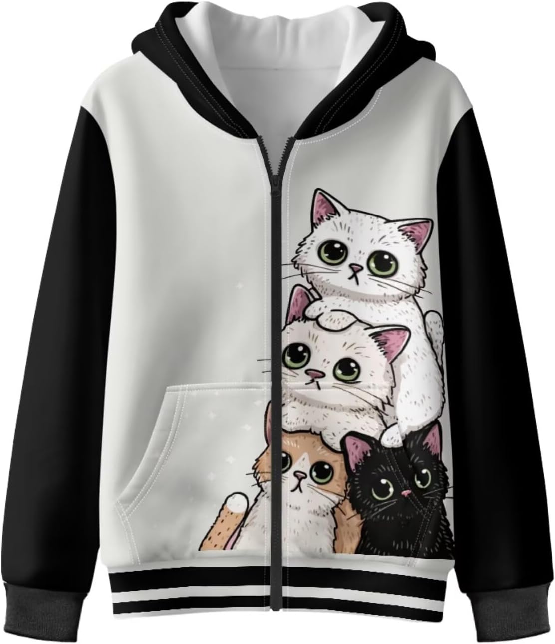 Cute Hooded Sweatshirt Full Zip-Up Fleece Hoodie Soft Long Sleeve Sweatshirts Jackets for Boys Girls