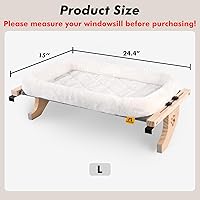 Vista 3 de AMOSIJOY Asiento de hamaca resistente para gatos con funda de cama acolchada, marco de madera y metal para gatos grandes, fácil de ajustar, alféizar