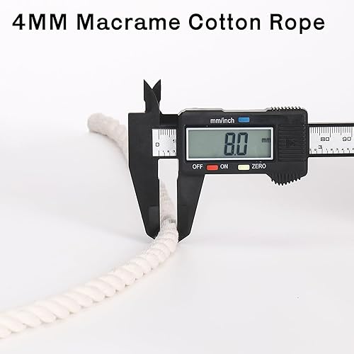 Miniatura 17 de Cuerda de macramé de 0.118 pulgadas x 547 yardas, cuerda de macramé de 100% algodón natural, 4 hebras de algodón torcido de 4 hebras para colgar