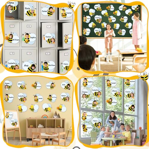 Image of gisgfim 80Pcs Bee Cutouts Summer Honey Bee Decorations Bulletin Board Summer Honeybee Paper Cut-Outs Classroom Decor for Boy Girl DIY Craft Photo Wall Kindergarten Preschool Party Favor Supply