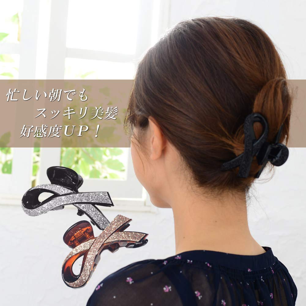 ♡❤︎バンズクリップ83 クール輪っか型合金バンズクリップシルバーラメ付11cm超 ♡❤︎バンズクリップ83 クール輪っか型合金バンズクリップシルバー