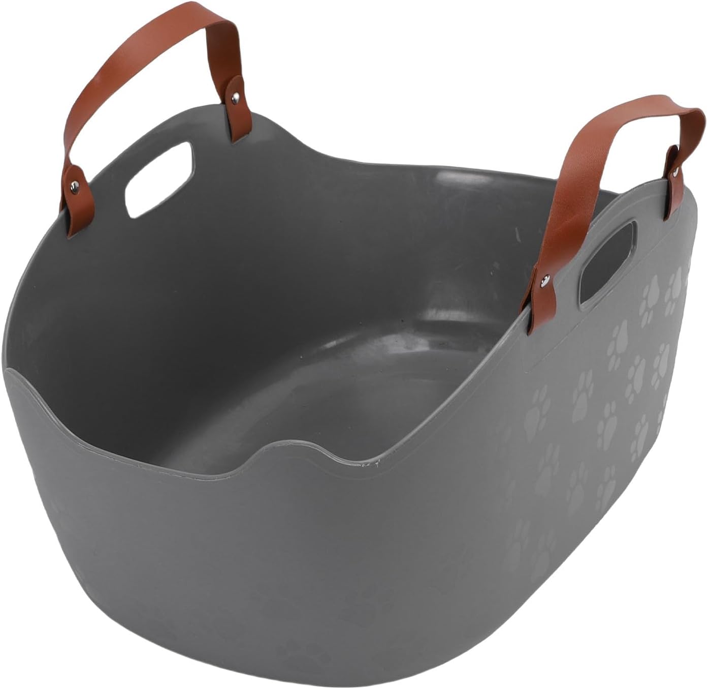 Portable Cat Litter Box with Super Large Capacity, SplashProof Design for Travel. Ideal Handheld Litter Tray & Basket Container for Cats OnTheGo, Easy Carry Toilet Solution (Gray)