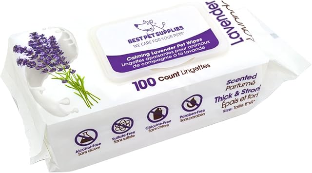 Best Pet Supplies 8 x 9 Pet Grooming Wipes for Dogs & Cats, 100 Pack, Plant-Based Deodorizer & Wahl USA Cornflower Aloe Pet Deodorant Spray for All Dogs & Cats Clean Fresh Smell Refreshes