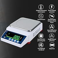 Vista 6 de Báscula Científica de Precisión de Laboratorio RUISHAN 1000g x 0.01g g/lb/oz/ct Escala de 0.01 Gramo, Báscula de Laboratorio, Báscula