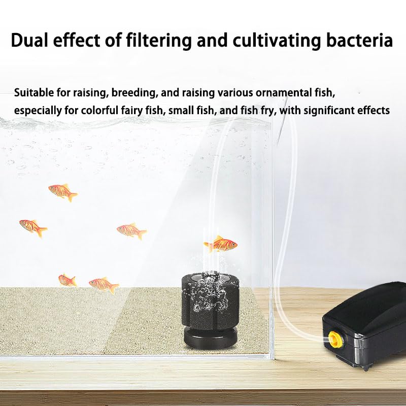 Image of Aquarium Sponge Filter Fish Tank bio Biochemical Betta Shrimp Nano Filter with Airline Tubing (S up to 7Gal 2 Pcs)