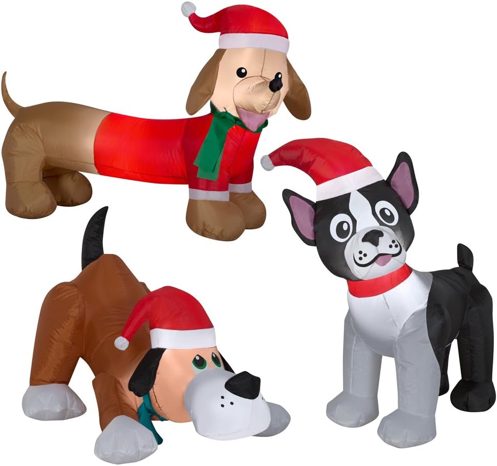Weiner Dog, Boston Terrier & Puppy Dog Christmas Inflatable