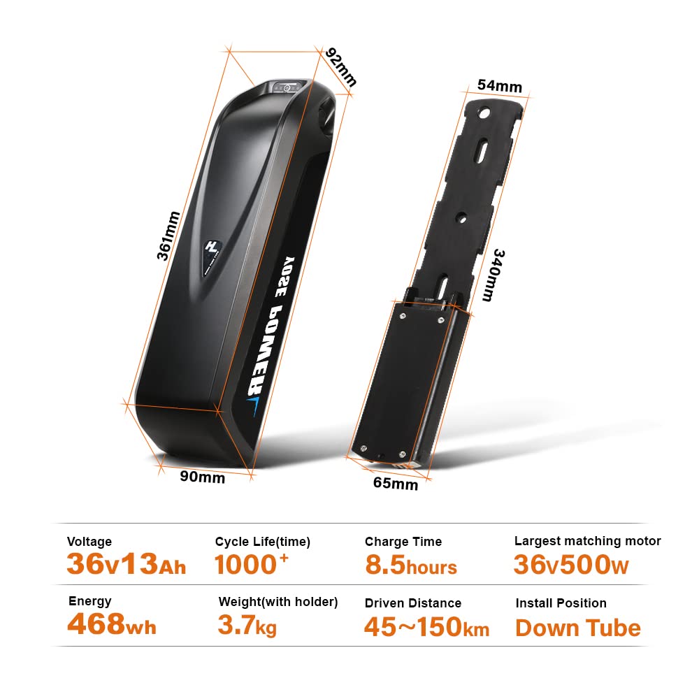 YOSE POWER Hailong E-Bike Batterie 36V Fahrradakku Unterrohr Batterie für 250W/350W/500W/1000W Motor für Mifa Vaun Ebike