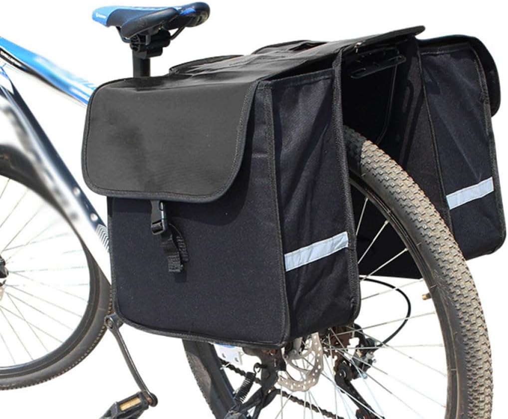 HANABASS Bike Bag Pannier Large Compartments Reflective Stripe Mountain Bike Saddle Bag