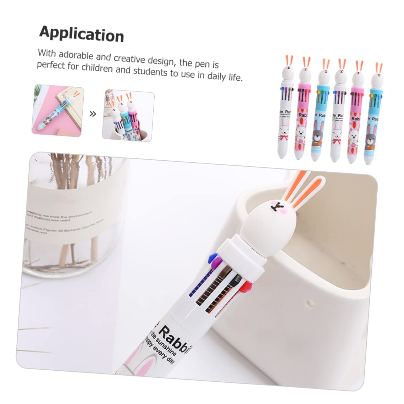 Sewroro 4 Ensembles Stylos À Bille Pour Garçon Fille Lot De Stylos Multicolores Roses Blancs Fournitures Scolaires Et Amusantes Pour Dessin Et 6 Pièces * 4