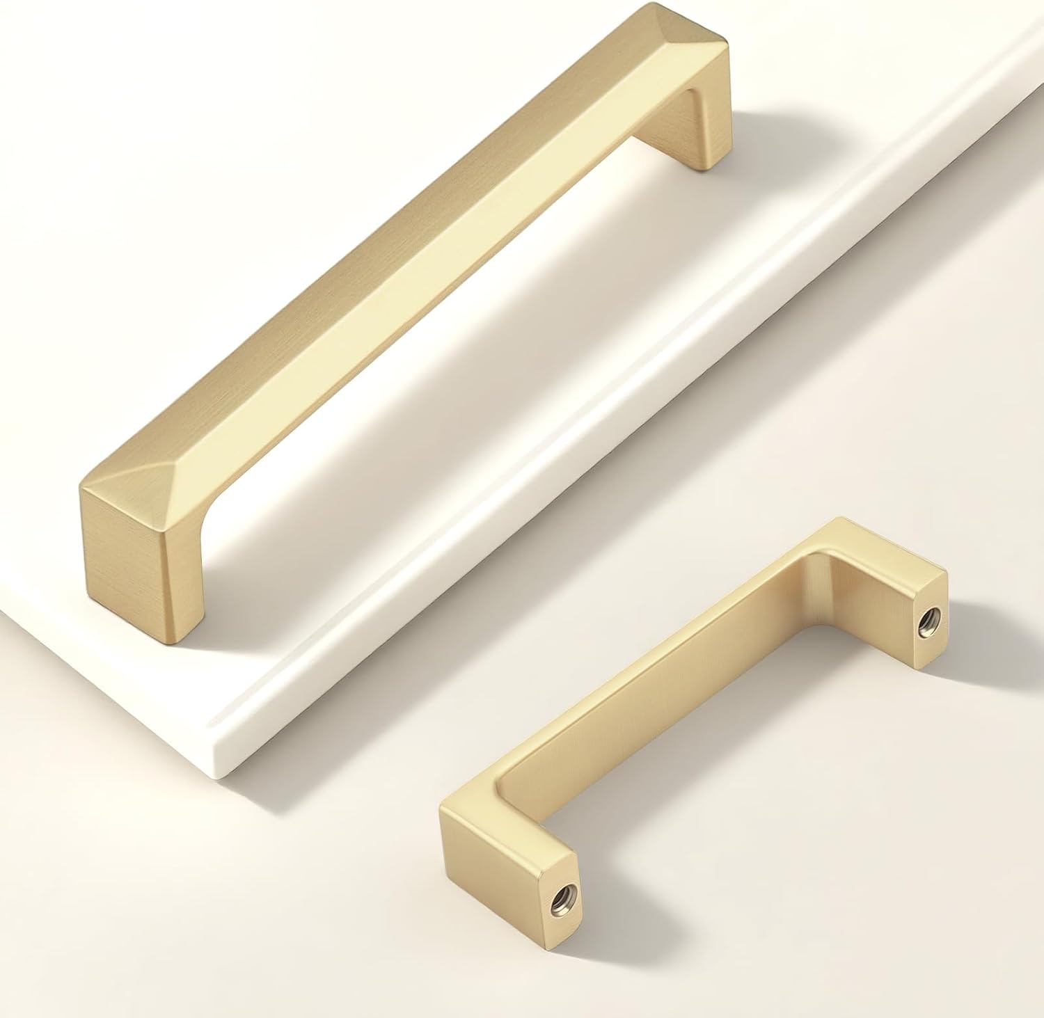 Gobrico 20 Pack 3 inch Hole Centers Cabinet Handles, Brushed Gold Kitchen Cabinet Pulls, Solid Zinc Alloy Drawer Pulls, 3-3/8" Total Length for Bathroom Cupboard