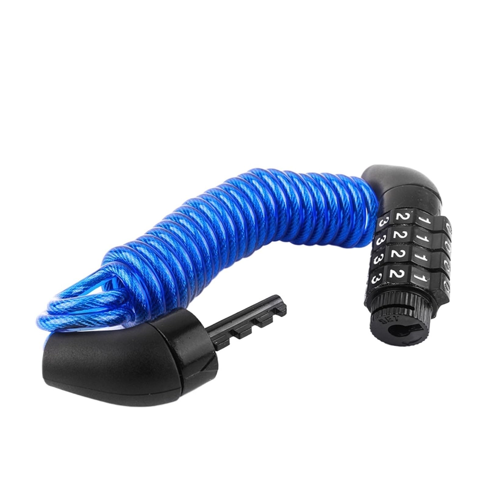 Bicycle Lock 4 Digit Combination Code Steel Cable(Blue)