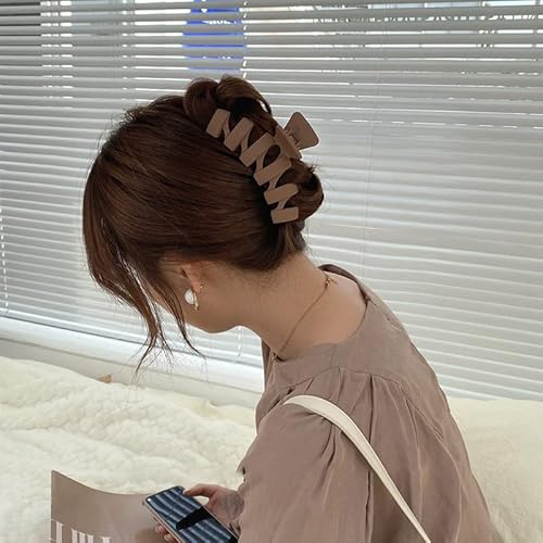 Unaone 5 Pack Hair Claw Clips, 4.48 Inch Vintage Matte Wavy Large Claw Clip For Thin Thick Hair, Strong Hold Non-Slip Hair Clips For Women Girls (Beige/Khaki/Light Green/Coffee/Black) #TOP3