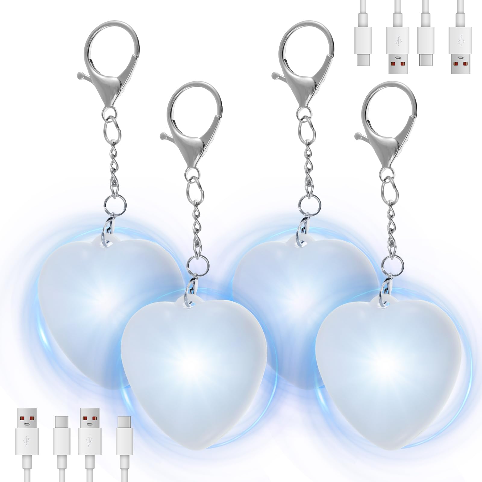 YUEKUNTJ 4Pcs Purse Glow Heart Light Touch Activated Handbag Light Heart Shaped Hanging Night Lights Mini Touching Purse LED Lamp Love Wallet Tote Bag Touch Lights Keyring for Women Girl
