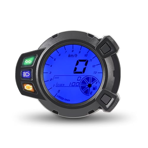 Universal Motorcycle Digital LCD Speedometer, Motorcycle Instruments LCD Speedometer Odometer Tachometer for 7 Color Meter Tachometer