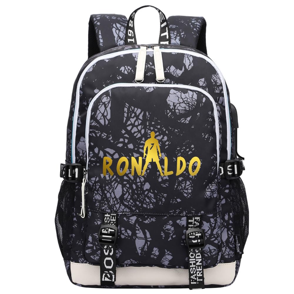 KARFRI Soccer Player 7 Multifunction Sport Backpack Travel Laptop Football Fans Bag for Men Women (Black lines - 3)