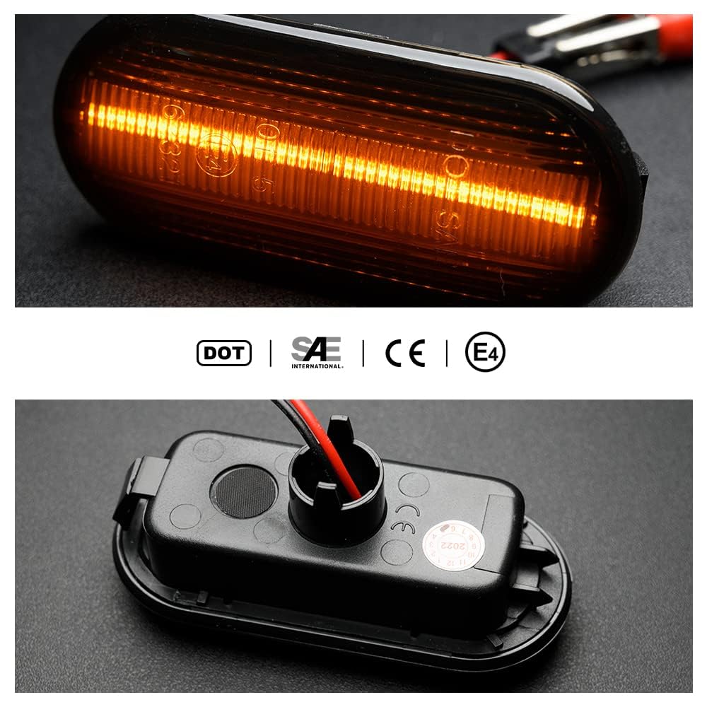 Luz LED de marcador lateral compatible con Seat Ibiza 6J ST Leon Arosa Mii Cordoba Citigo Luz de señal de giro secuencial dinámica Luz intermitente lateral 2 piezas Lente ahumada
