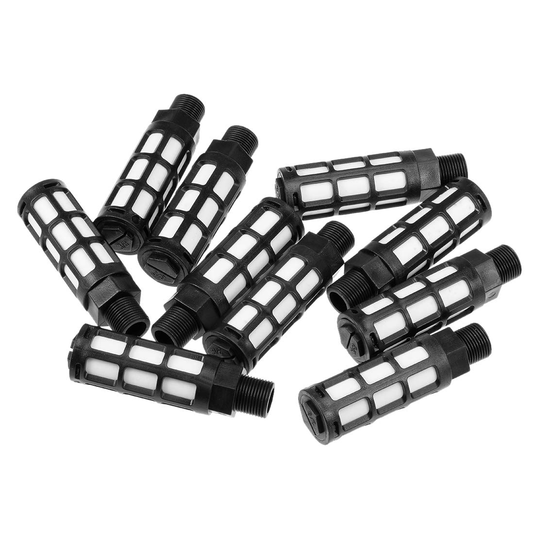 uxcell Plastic Pneumatic Muffler Exhaust Air Line Silencer 3/8 PT Black, 10pcs-image-2