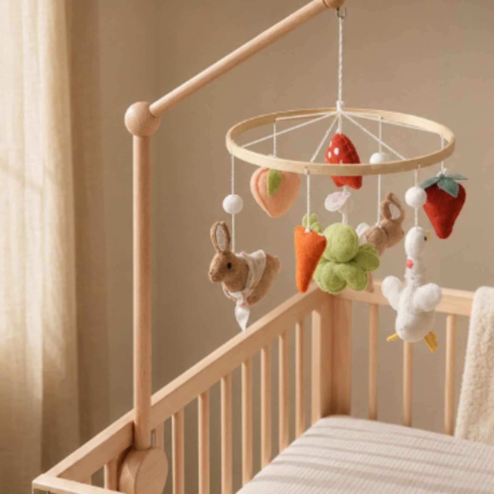 Amagogo Giostrina con Ornamenti di Peluche Leggero Giocattolo Sensoriale da Appendere Sicuro per Culla Del, Foglia