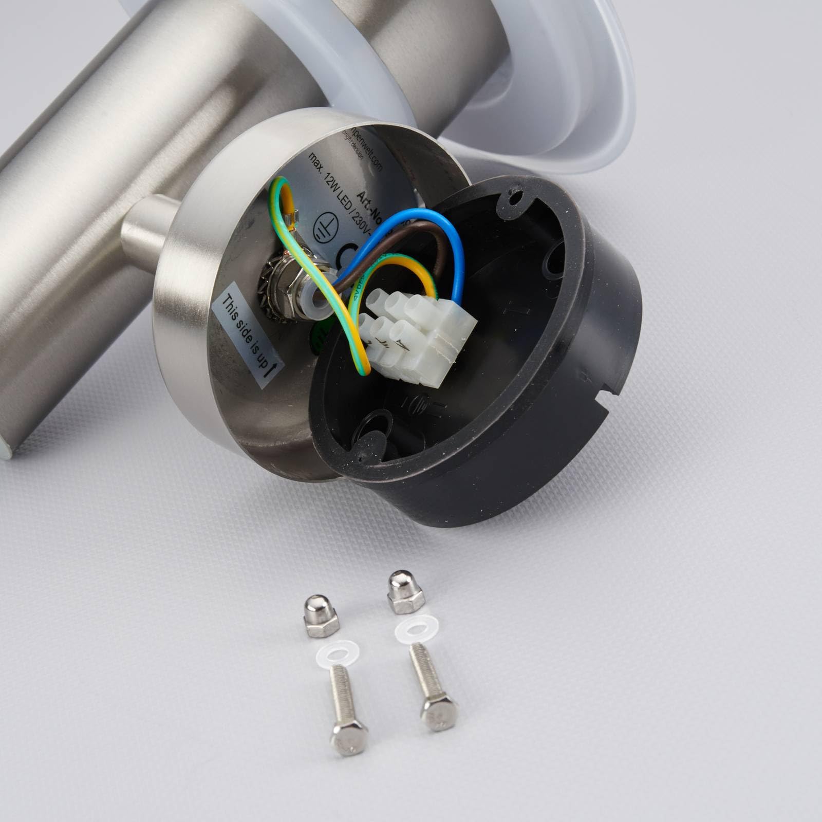 Lindby LED Wandlampe/Wandleuchte außen mit Bewegungsmelder, Edelstahl Kunststoff spritzwassergeschützt IP44 8,1W Außenleuchte