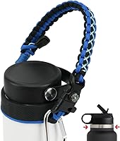Vista 14 de Asa de cuerda de paracaídas para botellas Hydroflask 2.0 de boca ancha y estándar, con nuevo soporte de anillo de seguridad, 12oz - 64oz
