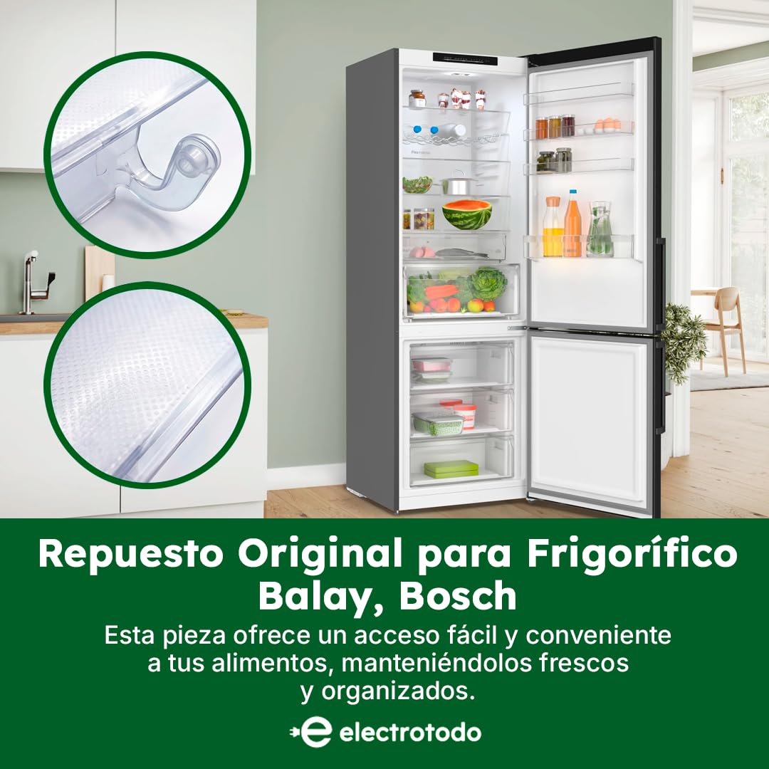 Tapa Cajón Verduras Original para Refrigerador Bosch y Balay KGN600 | Referencia 00663468 | Repuesto Original con Ajuste Perfecto | Bandeja Resistente y Duradera | Conservación Óptima de Alimentos