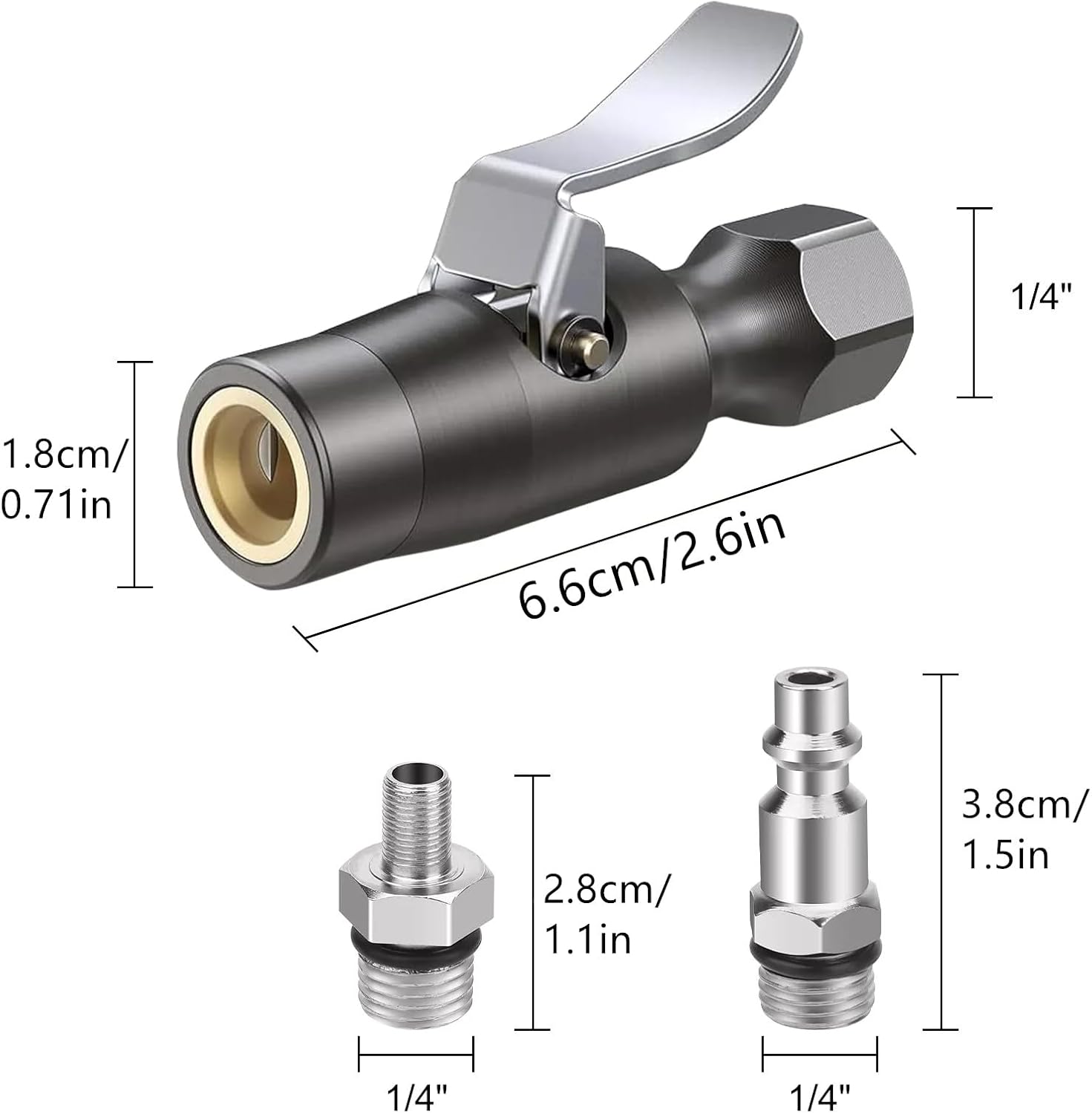 ZEZEFUFU Two Jaws Locking Air Chuck, 1/4" Female NPT Lock on Tire Chuck for Tire Inflator Parts Accessory