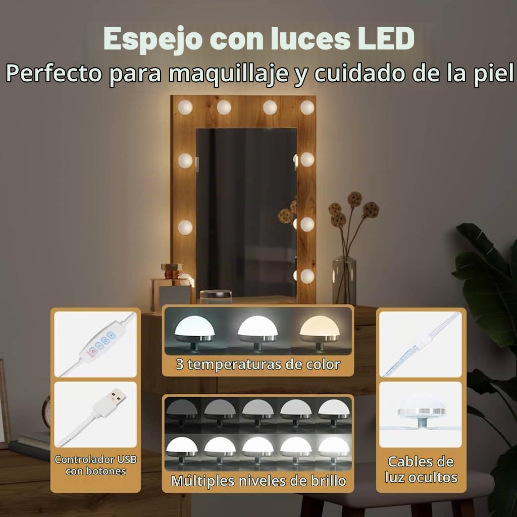 vidaXL Mesa Tocador Marrón 60 x 40 x 70 cm Madera de ingeniería | Ideal para lugares pequeños, El acabado en roble artesano calienta tu decoración, Tiene un cajón grande para tus cosméticos