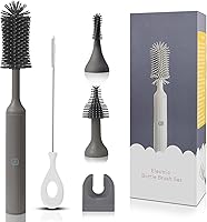 Vista 8 de Cepillo de limpieza eléctrico con juego de limpiador de botellas eléctrico y cepillo para pajilla, adecuado para cepillo de cocina y cepillo de Azul