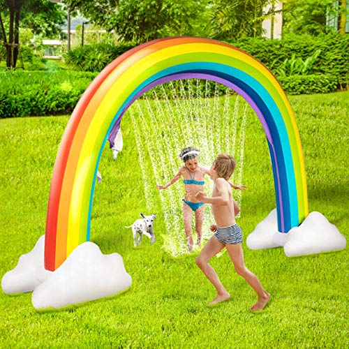 DG-Direct Outdoor Rainbow Sprinkler, Outside Water Inflatable Sprinkler Toy for Children Infants Boys Girls and Kids, Rainbow Inflatable Water Slides Fun Park Toys Perfect for Backyard Lawn Beach