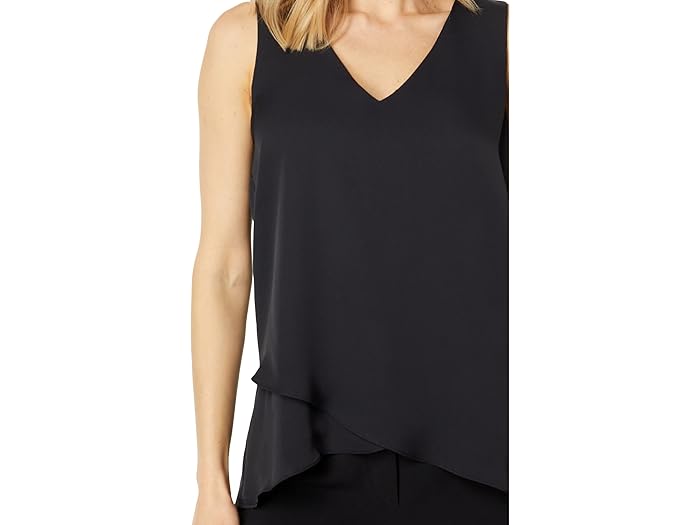 Sleeveless V-Neck Overlap Blouse - Image 1